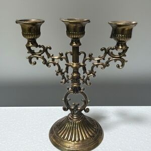 Elegant Brass Three-Arm Candelabra - Gold Finish